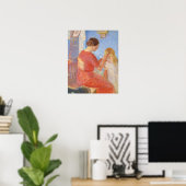 Het haar van het moedervlechtende kind poster (Thuiskantoor)