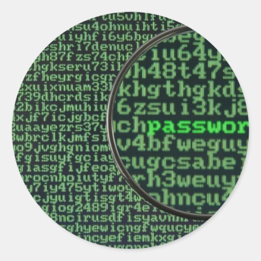 Het hacken voor wachtwoord ronde sticker (Voorkant)