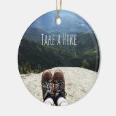 Het hakken bovenop de Wereld met Tekst II Keramisch Ornament (Links)