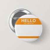 Het hallo Mijn Naam is - Sinaasappel Ronde Button 5,7 Cm (Voorkant /achterkant)