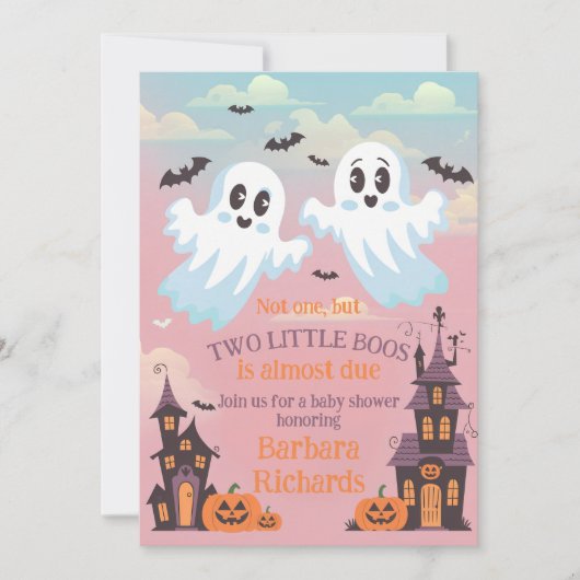 Het Halloween Baby shower van Twin Boo Kaart (Voorkant)