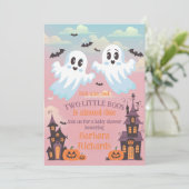 Het Halloween Baby shower van Twin Boo Kaart (Staand voorkant)