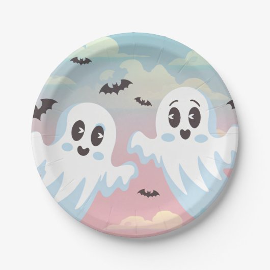 Het Halloween Baby shower van Twin Boo Papieren Bordje (Voorkant)