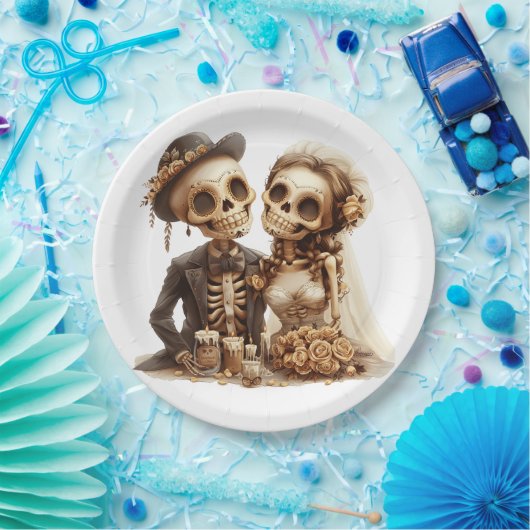 Het Halloween-bruidspaar Papieren Bordje (Feest)