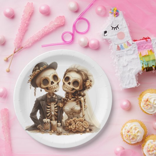 Het Halloween-bruidspaar Papieren Bordje (Feest)