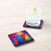 Het Halloween Party Design van Neon Ghosts Bier Onderzetter (Rechterzijde)