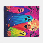 Het Halloween Party Design van Neon Ghosts Fleece Deken (Voorkant (Horizontaal))
