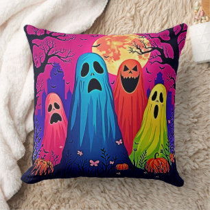 Het Halloween Party Design van Neon Ghosts Kussen