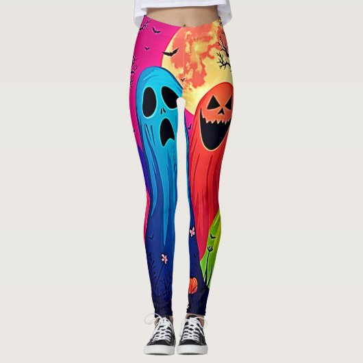 Het Halloween Party Design van Neon Ghosts Leggings (Voorkant)