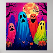Het Halloween Party Design van Neon Ghosts Poster (Voorkant)