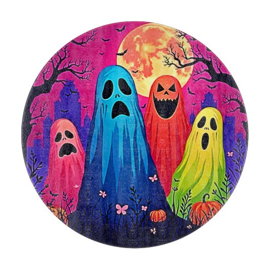 Het Halloween Party Design van Neon Ghosts Snijplank (Voorkant)