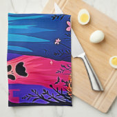Het Halloween Party Design van Neon Ghosts Theedoek (Quarter Fold)