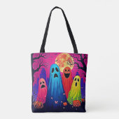 Het Halloween Party Design van Neon Ghosts Tote Bag (Achterkant)