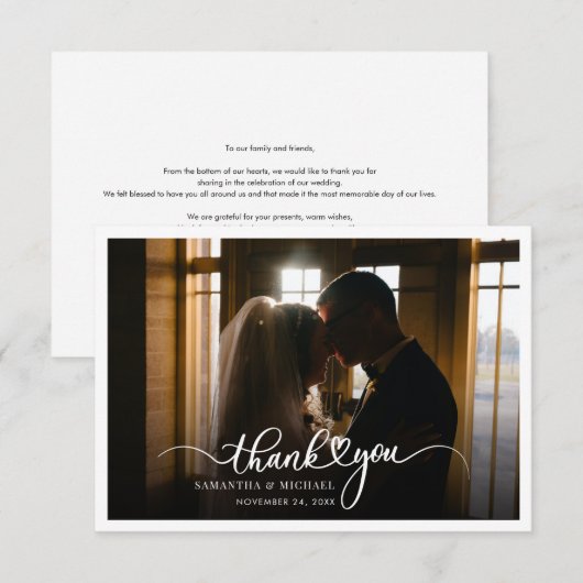 Het handgeschreven manuscript van de Foto van het  Bedankkaart (Voorkant / Achterkant)