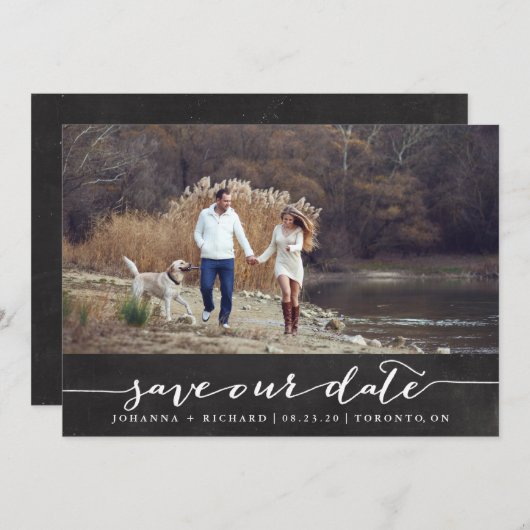 Het Handgeschreven Manuscript van het Chalkboard v Save The Date (Voorkant / Achterkant)