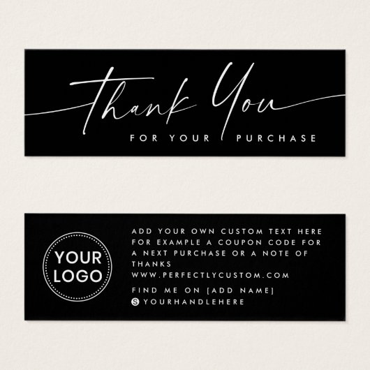 Het handgeschreven manuscript voegt zwarte logo to mini visitekaartjes (Voorkant /achterkant)