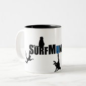 Het handige apenontwerp op koffie-mok tweekleurige koffiemok (Voorkant links)