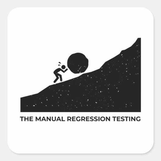 Het handmatige regressietests grappig ontwerp vierkante sticker (Voorkant)