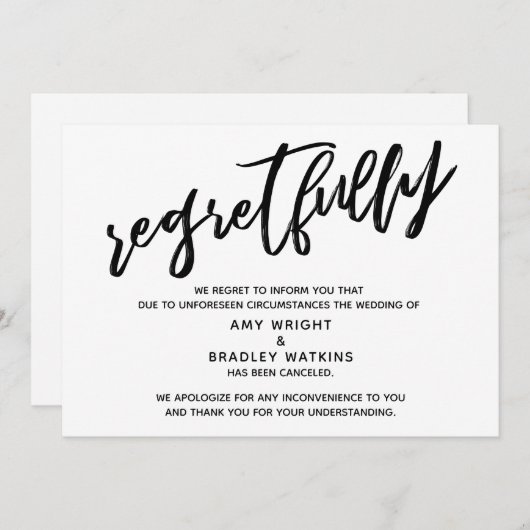 Het handschrift Geannuleerde Aankondiging van het (Voorkant / Achterkant)