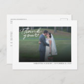 Het handschrift van de Foto van het huwelijk Dank  Briefkaart (Voorkant / Achterkant)