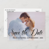 Het handschrijven van de Foto Wedding sparen het B Aankondigingskaart (Voorkant / Achterkant)