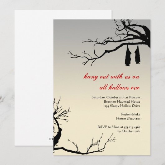 Het hangen bederf elegant Halloween van knuppels Kaart (Voorkant / Achterkant)