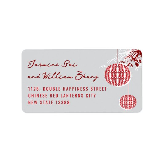 Het hangen Dubbele Xi Rode Lantaarns Zen Bamboebla Etiket (Voorkant)