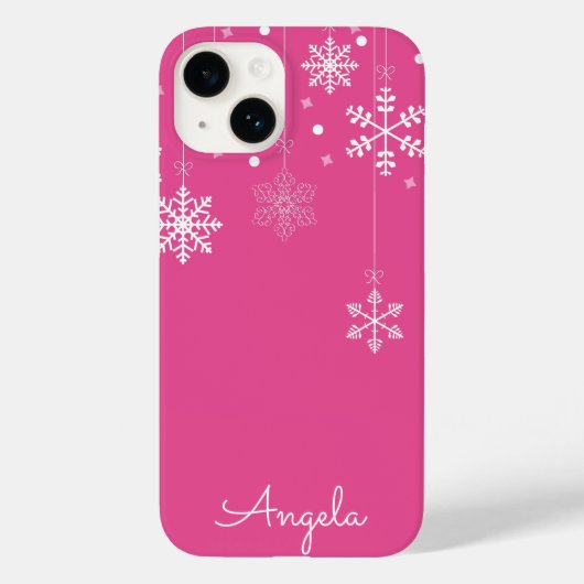 Het hangen Snowflakes Roze Unieke Naam iPhone 14 H Case-Mate iPhone Case (Achterkant)