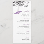 Het hangen van Lila papierkraan op Tak Aziatische  Menu (Voorkant)