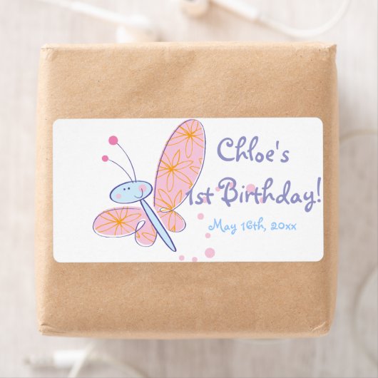 Het Happy Butterfly Verjaardag Water Bottle Label (Insitu)