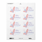 Het Happy Butterfly Verjaardag Water Bottle Label (Full Sheet)