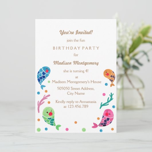 Het Happy Fish Pattern-kind wordt op zaterdag uitg Kaart (Staand voorkant)