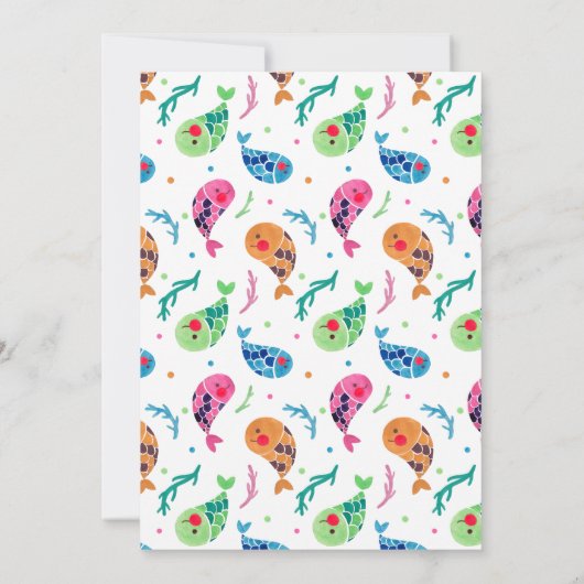 Het Happy Fish Pattern-kind wordt op zaterdag uitg Kaart (Achterkant)