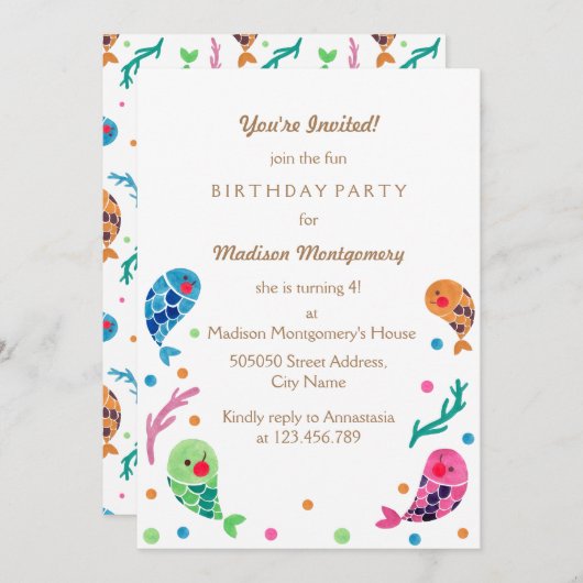 Het Happy Fish Pattern-kind wordt op zaterdag uitg Kaart (Voorkant / Achterkant)