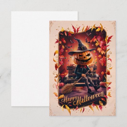 Het Happy Halloween Wenskaart #4 Kaart (Voorkant / Achterkant)