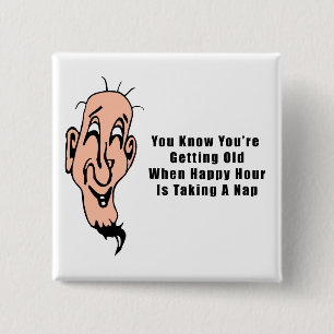 Het happy hour van een oud Man Vierkante Button 5,1 Cm
