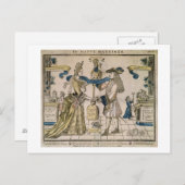 Het Happy Marriage (stencil gekleurd houtsnip) Briefkaart (Voorkant / Achterkant)