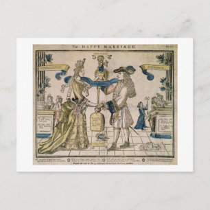Het Happy Marriage (stencil gekleurd houtsnip) Briefkaart