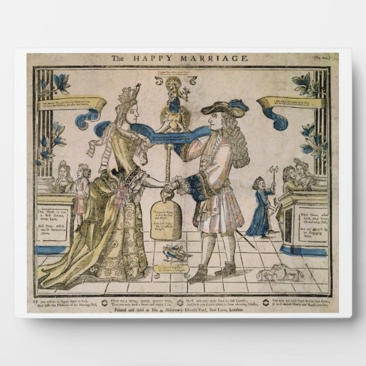 Het Happy Marriage (stencil gekleurd houtsnip) Fotoplaat (Voorkant)