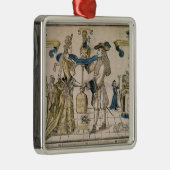 Het Happy Marriage (stencil gekleurd houtsnip) Metalen Ornament (Rechts)