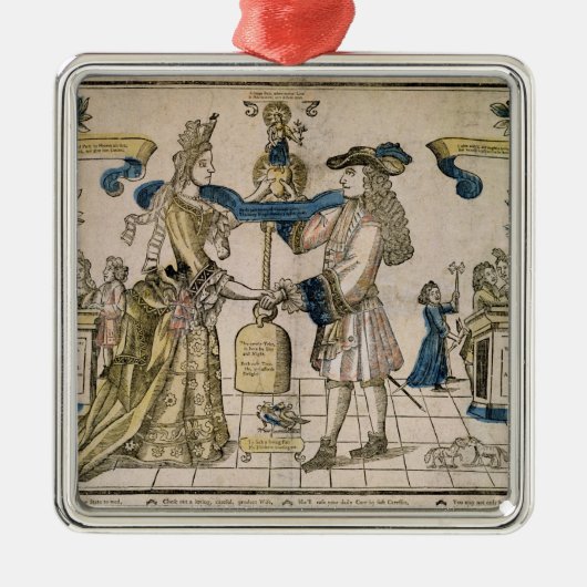 Het Happy Marriage (stencil gekleurd houtsnip) Metalen Ornament (Voorkant)