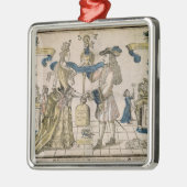 Het Happy Marriage (stencil gekleurd houtsnip) Metalen Ornament (Links)