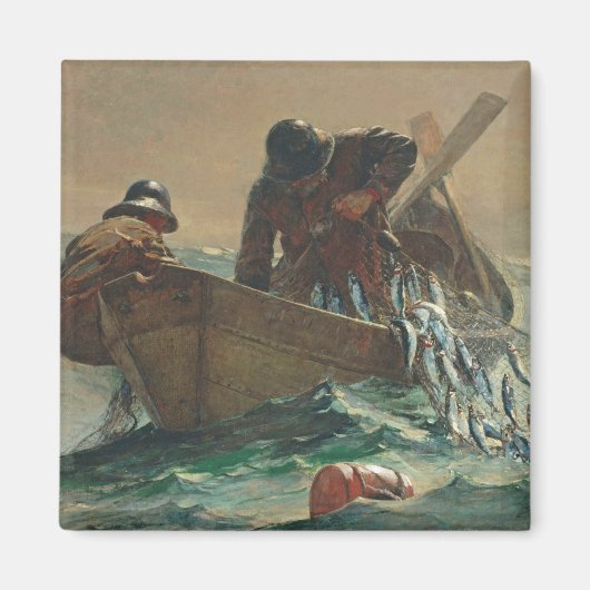 Het haringnet, 1885 (olie op doek) magneet (Voorkant)