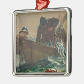 Het haringnet, 1885 (olie op doek) metalen ornament (Links)