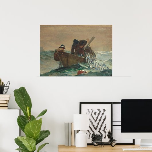 Het haringnet, 1885 (olie op doek) poster (Thuiskantoor)