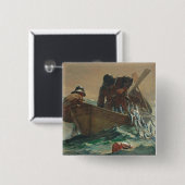 Het haringnet, 1885 (olie op doek) vierkante button 5,1 cm (Voorkant /achterkant)