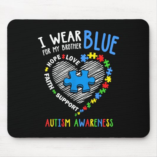 Het hart dat ik blauw Draag voor mijn breder autis Muismat (Voorkant)