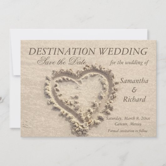 Het hart dat op Zand wordt uitgereikt - sparen de  Kaart (Voorkant)