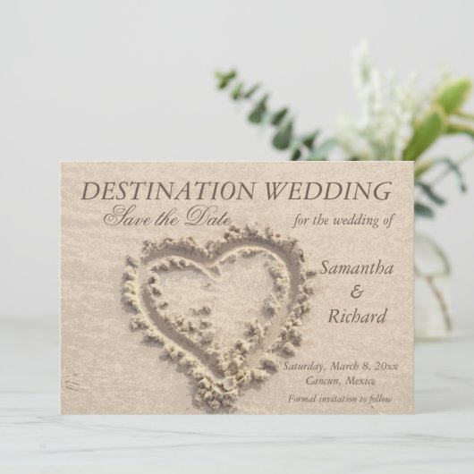 Het hart dat op Zand wordt uitgereikt - sparen de  Kaart (Staand voorkant)