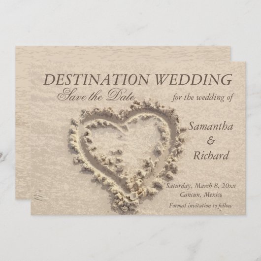 Het hart dat op Zand wordt uitgereikt - sparen de  Kaart (Voorkant / Achterkant)